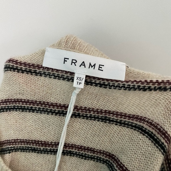 NWT FRAME shirred stripe cashmere sweater sz- XS - Picture 4 of 6